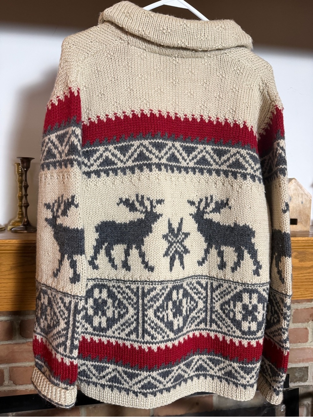 Lauren Ralph Lauren Cream Hand-Knit Wool Cardigan with Fair Isle Accents - Picture 4 of 4